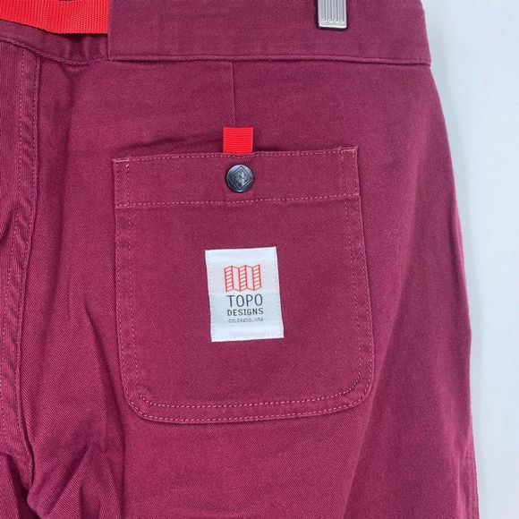 Topo Designs Womens Climb Pants Size L Organic Cotton Outdoor Hiking NWT Burgund - Picture 12 of 15